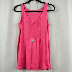 Eileen Fisher Linen Tank S Pink Smocked Minimalist Quiet Luxury Indie Sleaze CBK